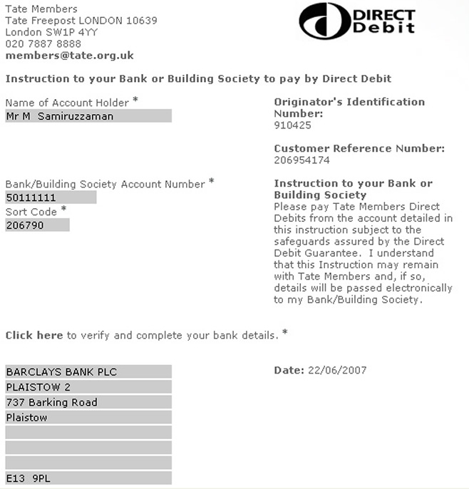 paperless direct debit example