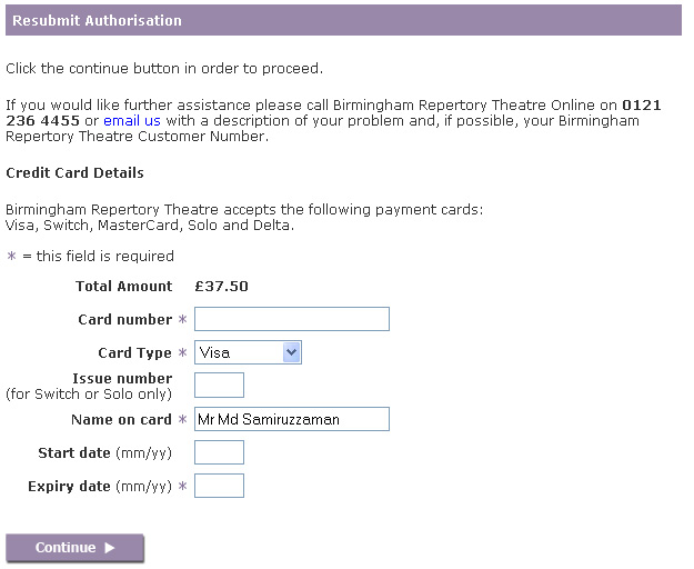 example resubmit authorisation